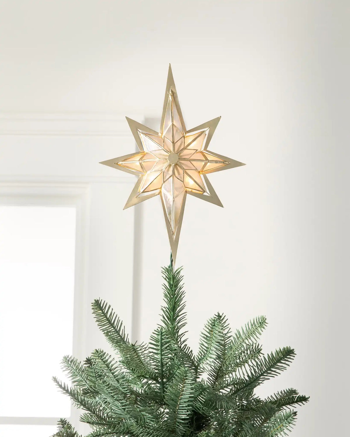 Lit Capiz Bethlehem Star Tree Toppers
